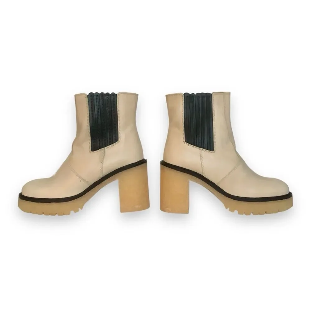Free People James Chelsea Boots Platform White Leather NIB Size 36 Chunky